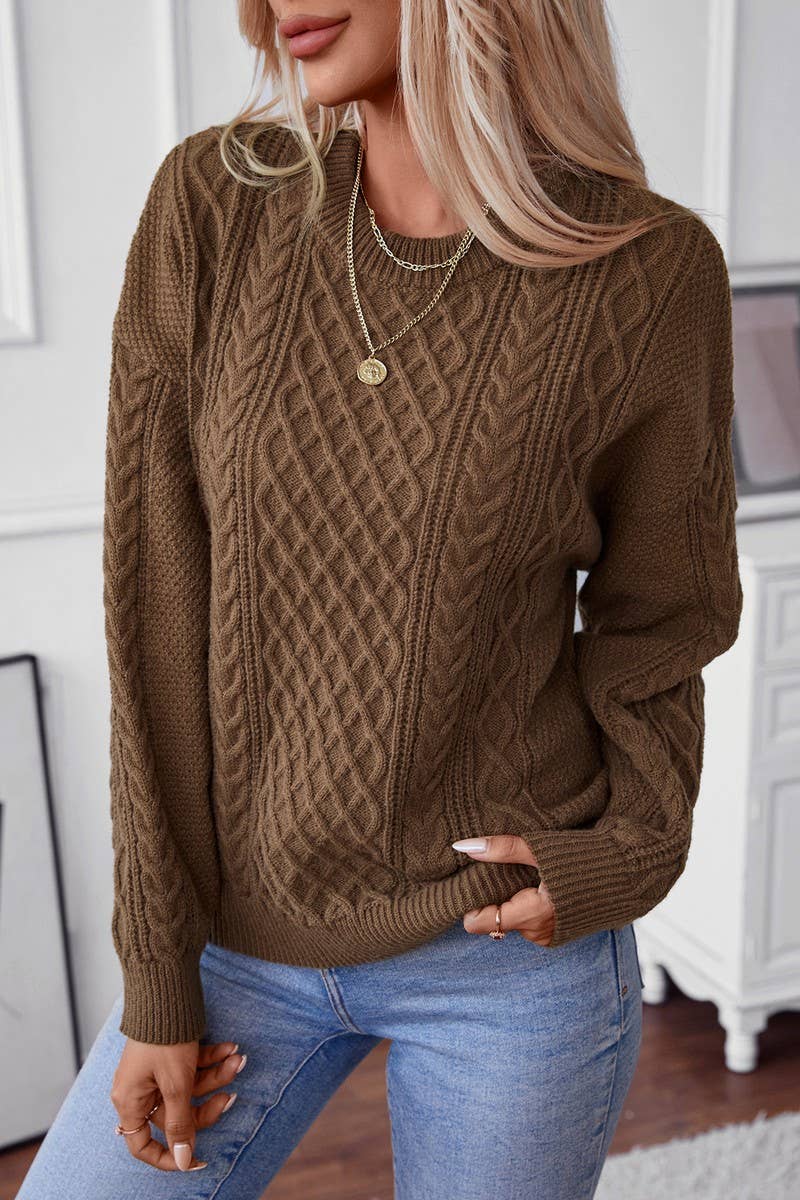 CWOSWL2843_TWISTED CREW NECK SOLID COLOR KNITTED SWEATER