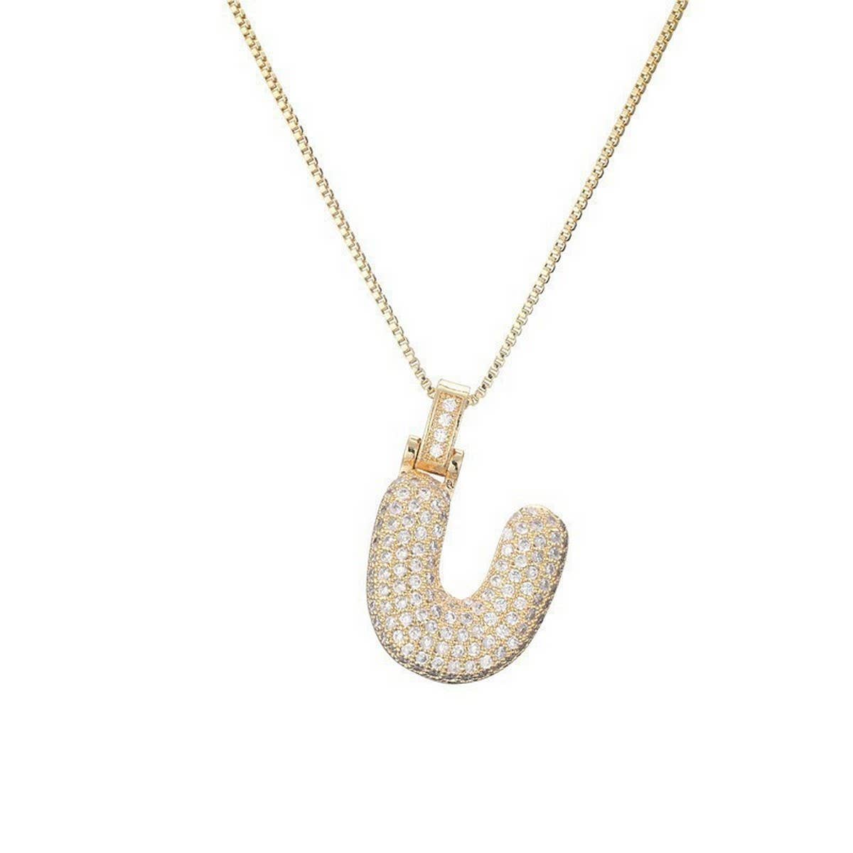 Copper Zirconia 26 Letters Pendant Necklace