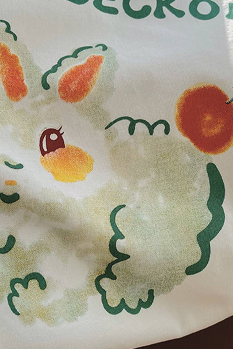 CWTTS1002_CUTE BUNNY PRINT CREW NECK T SHIRT