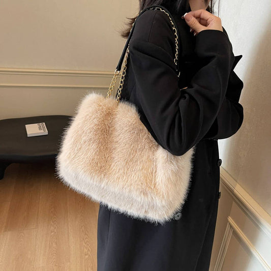 WINTER LEISURE SHOULDER BAG MESSENGER PLUSH BAG_CWAB4014
