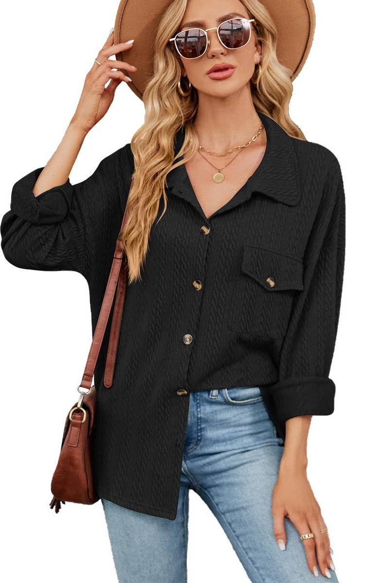 CWTSTL2066_LAPEL BUTTON POCKET LONG SLEEVE SHIRT COATS