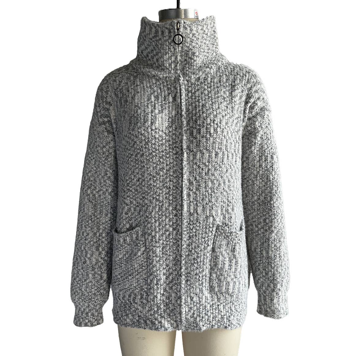 CASUAL LAPEL WITH POCKET ZIPPER CARDIGAN COAT