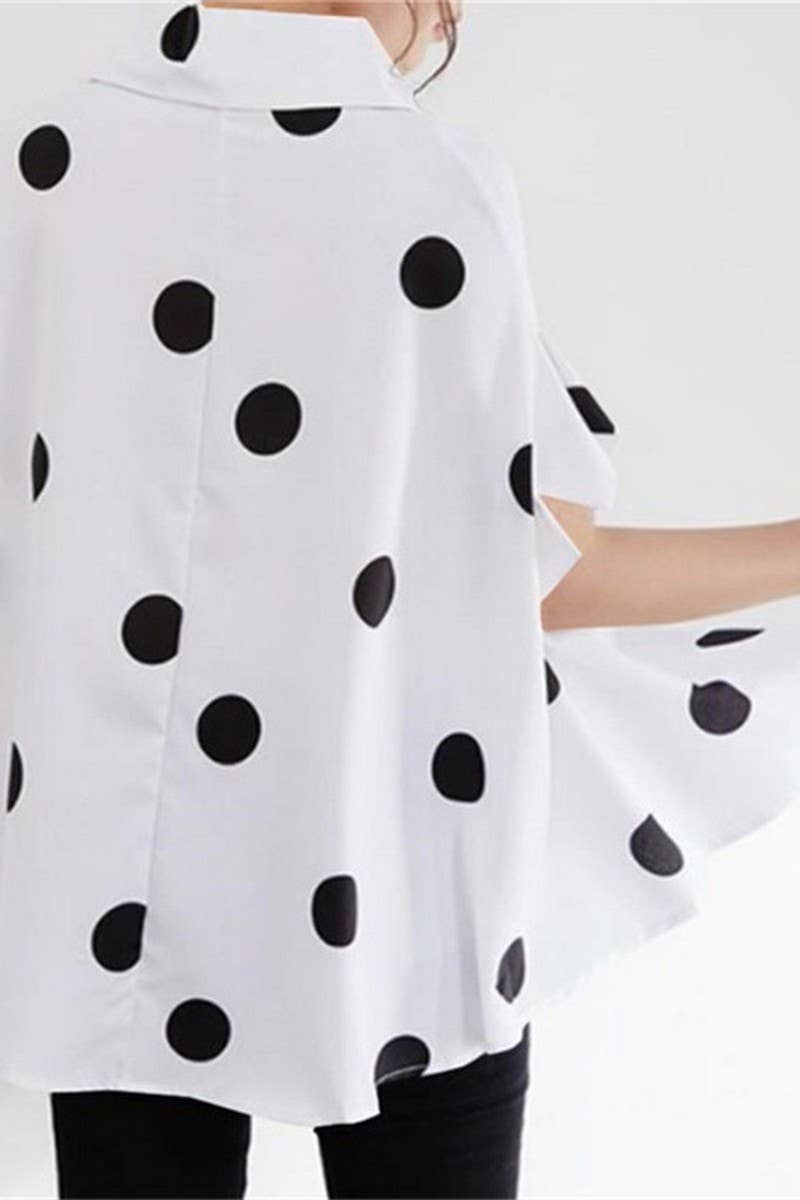 CWTSTS0485_BAT-SLEEVE LOOSE-FITTING POLKA-DOT PRINTED SHIRT