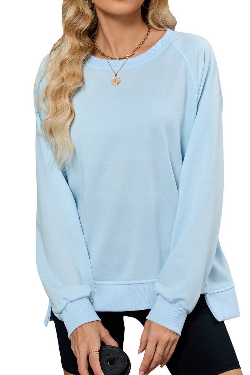 CWTBLL4018_SOLID RIBBED CREW NECK LONG SLEEVE SWEATSHIRT