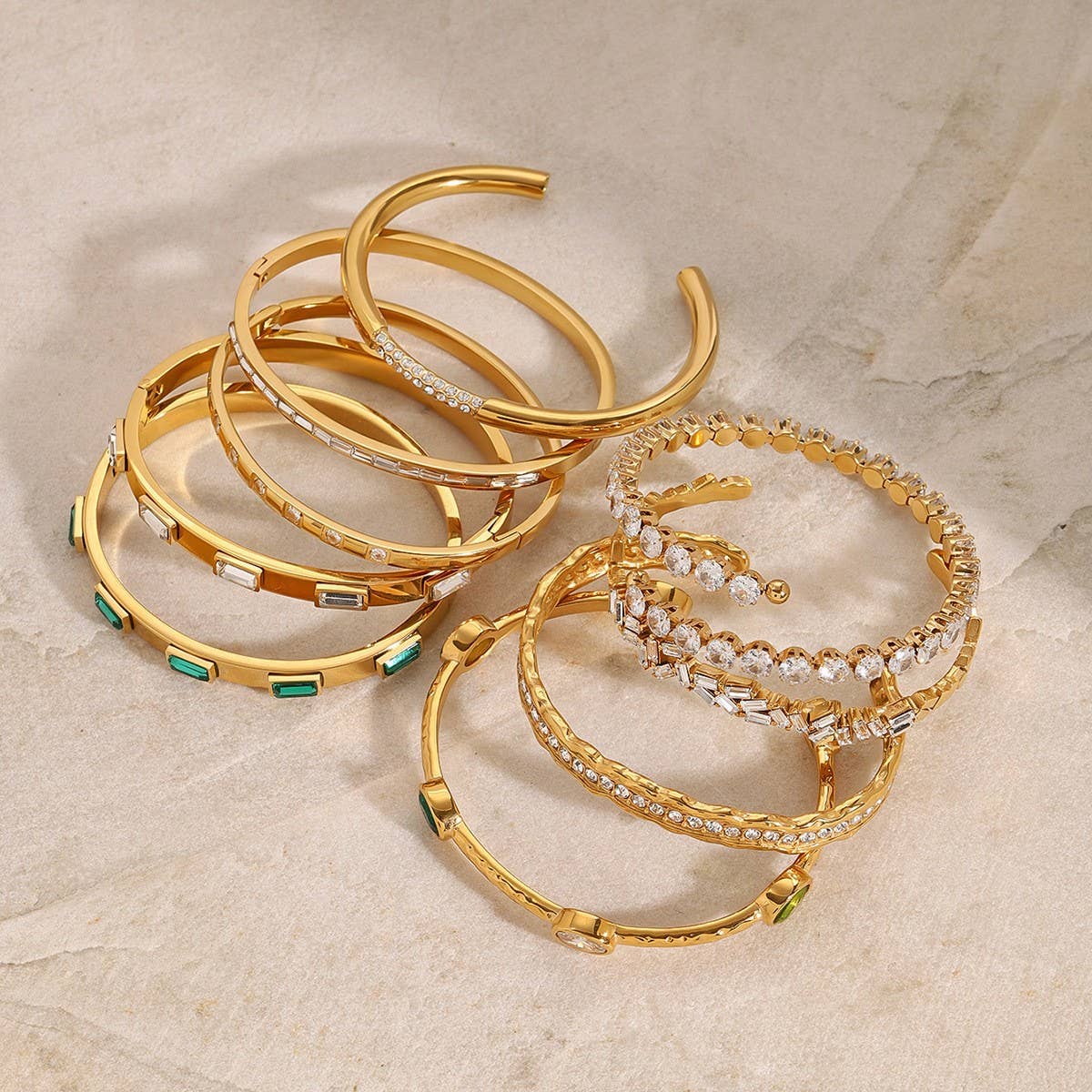 INS Zircon Open Cuff Bracelet in Stainless Steel