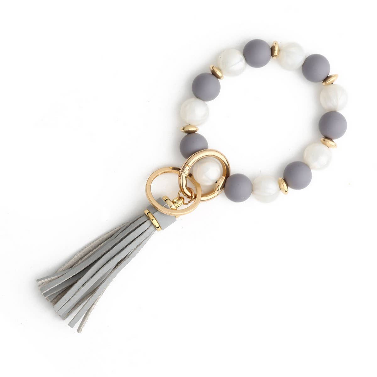 Silicone Bead Tassel Keychain with Wooden Beads_CWAB5078