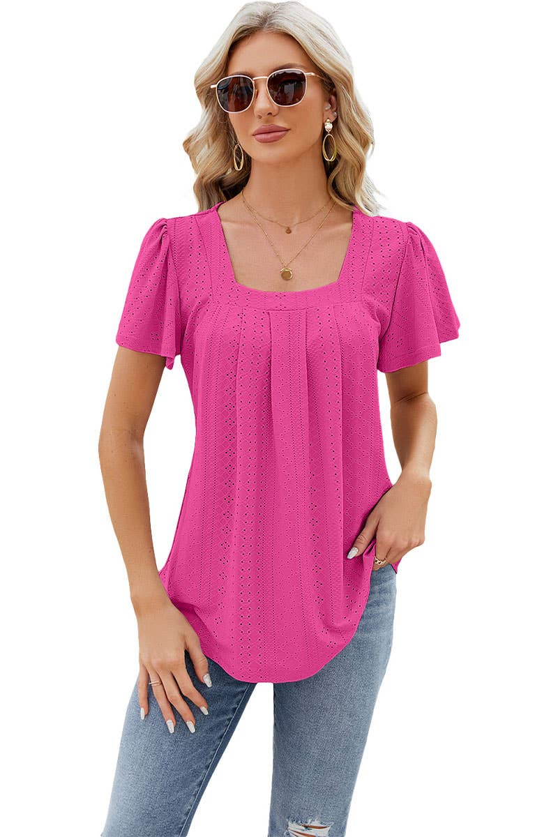 CWTBLS0294_Sweetheart Neck Shirt Sleeve Top