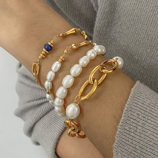 Elegant Pearl Bracelet and Stud Earrings Set