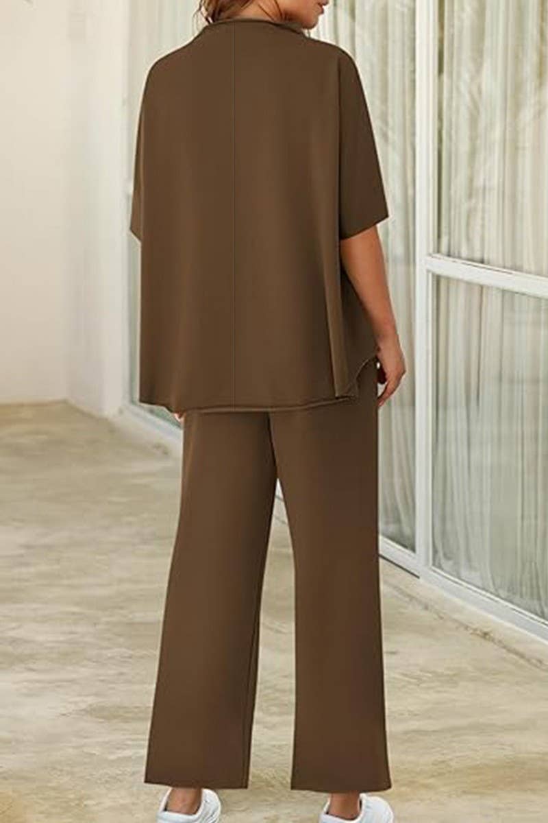 CWSTB1607_HIGH COLLAR BAT TOP NINE CROPPED PANTS SET