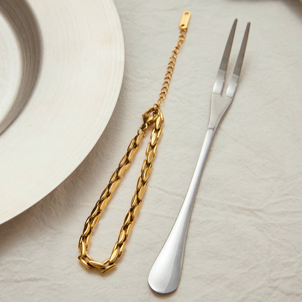18K Gold Titanium Steel Chain Bracelet_CWAJE4786