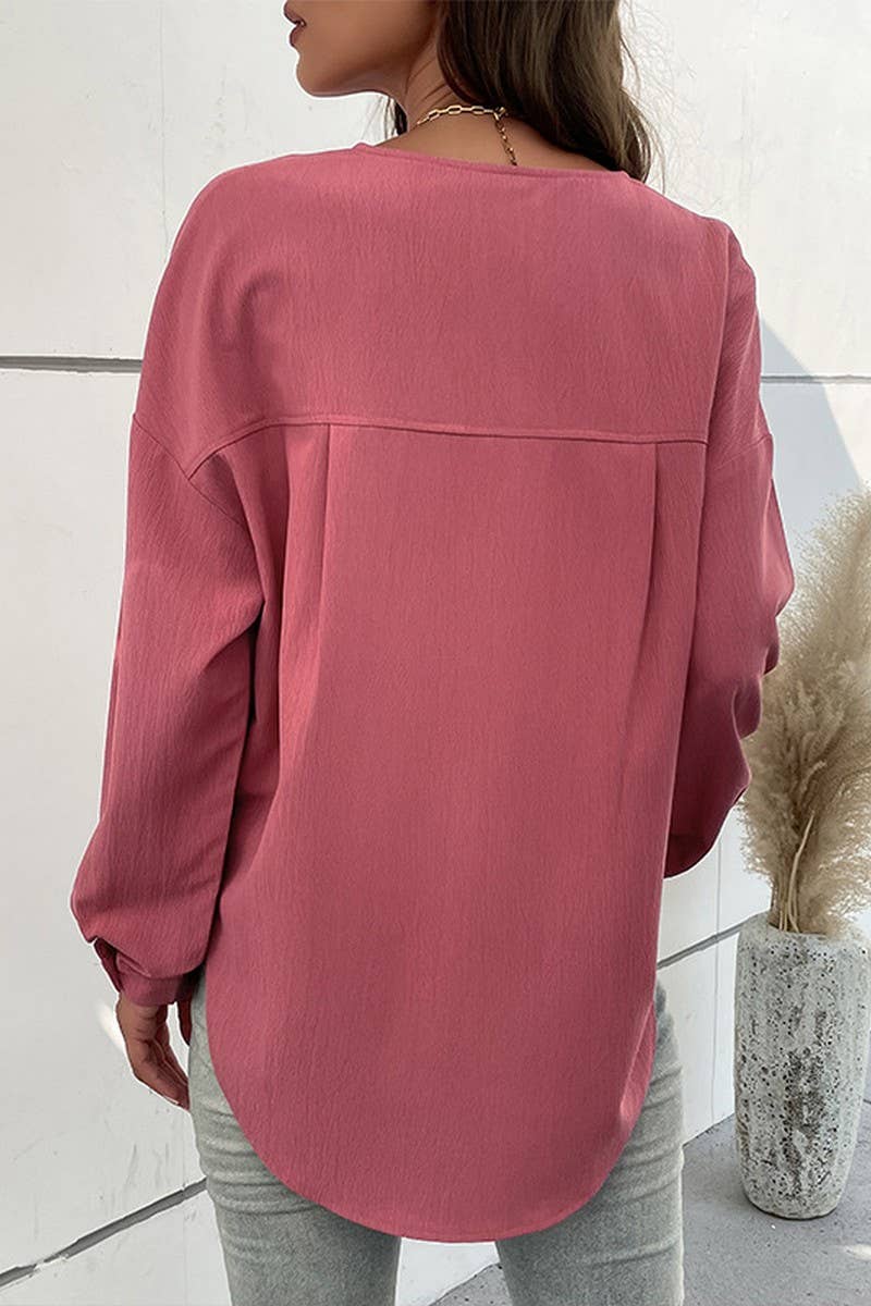 CWTTL1666_Button Neck Long Sleeve Top