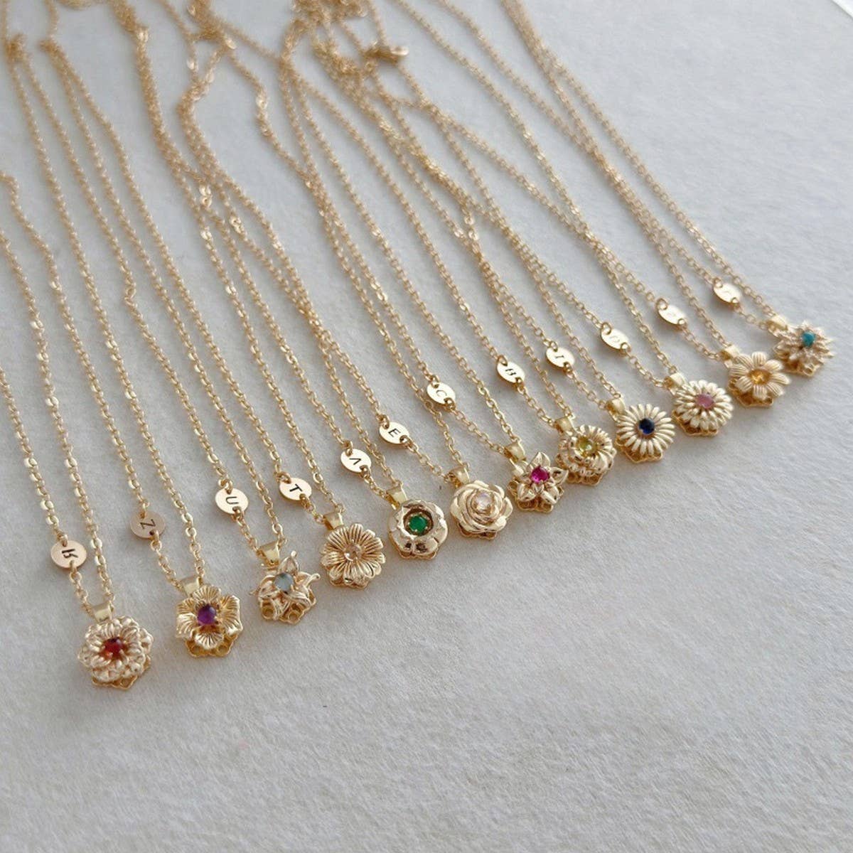 DECEMBER FLOWER ROTATING FLOWER LUCKY NECKLACE