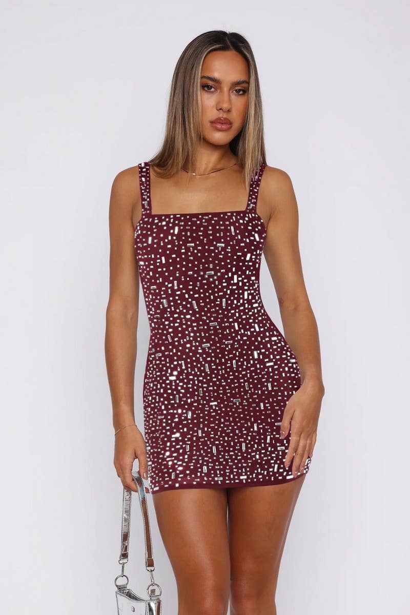 CWDSD7782_SQUARE NECK RHINESTONE BACKLESS BODYCON DRESS