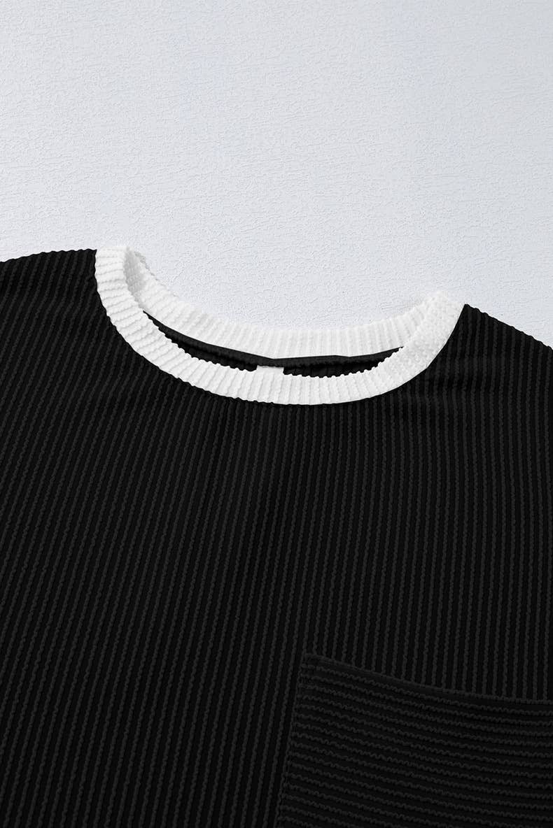 Color-blocked round-neck short-sleeved T-shirt