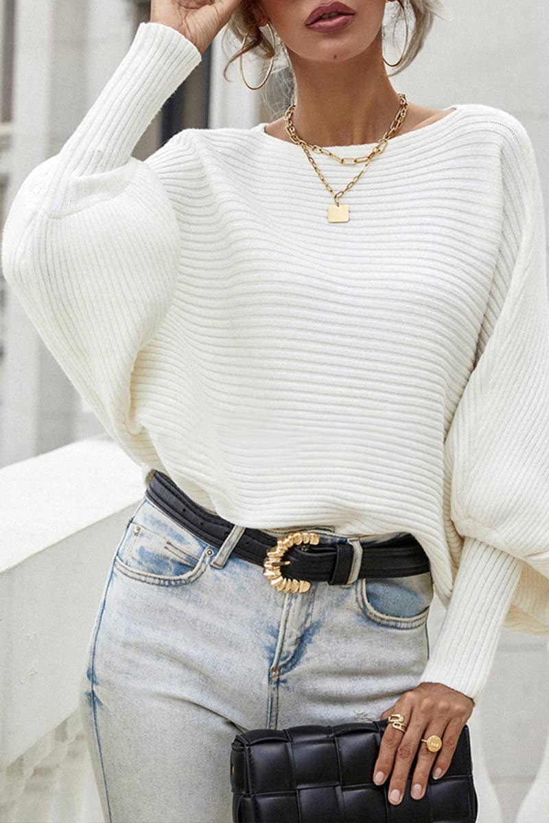 CWTTL1072 Oversized Long Sleeve Crew Neck Pullover Sweater