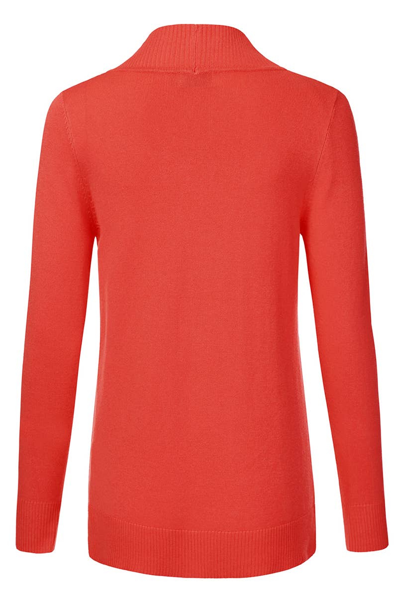 AWOCAL313_Open Front Long Sleeve Pockets Sweater Cardigan