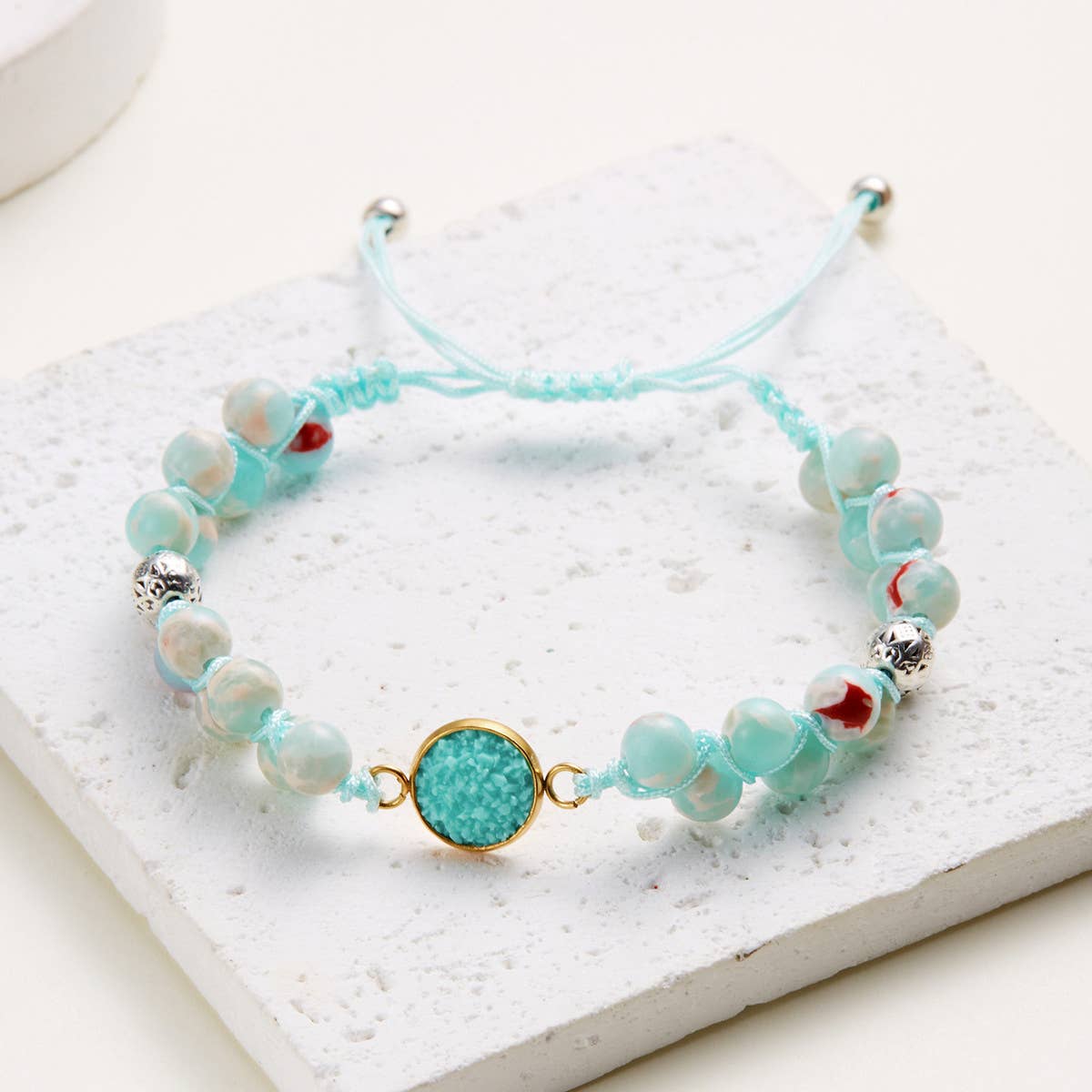 HAND WOVEN ROUND STONE BRACELET