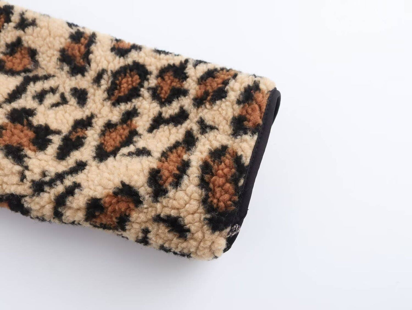 Fashionable leopard print bow long-sleeved coat