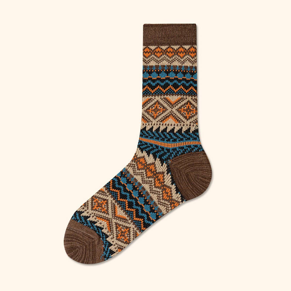 CWMS02727_VINTAGE TRIBAL DIAMOND STRIPE LONG SOCKS