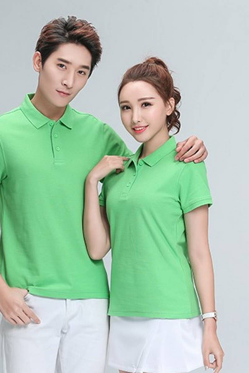CWTBLS02444_SOLID COLOR CASUAL SHORT-SLEEVED POLO SHIRT