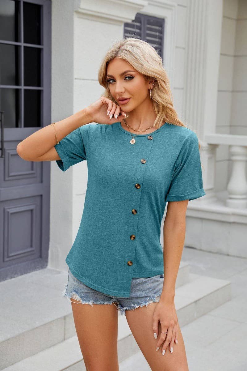 CWTTS0841_Round Neck Short Sleeve Knit Top