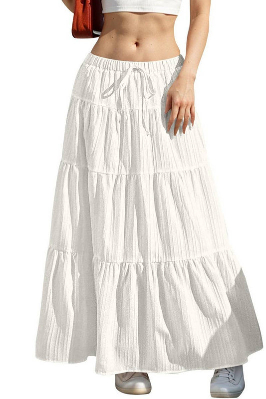 CWBLS0558 _SOLID COLOR STITCHING ELASTIC WAIST MAXI SKIRT