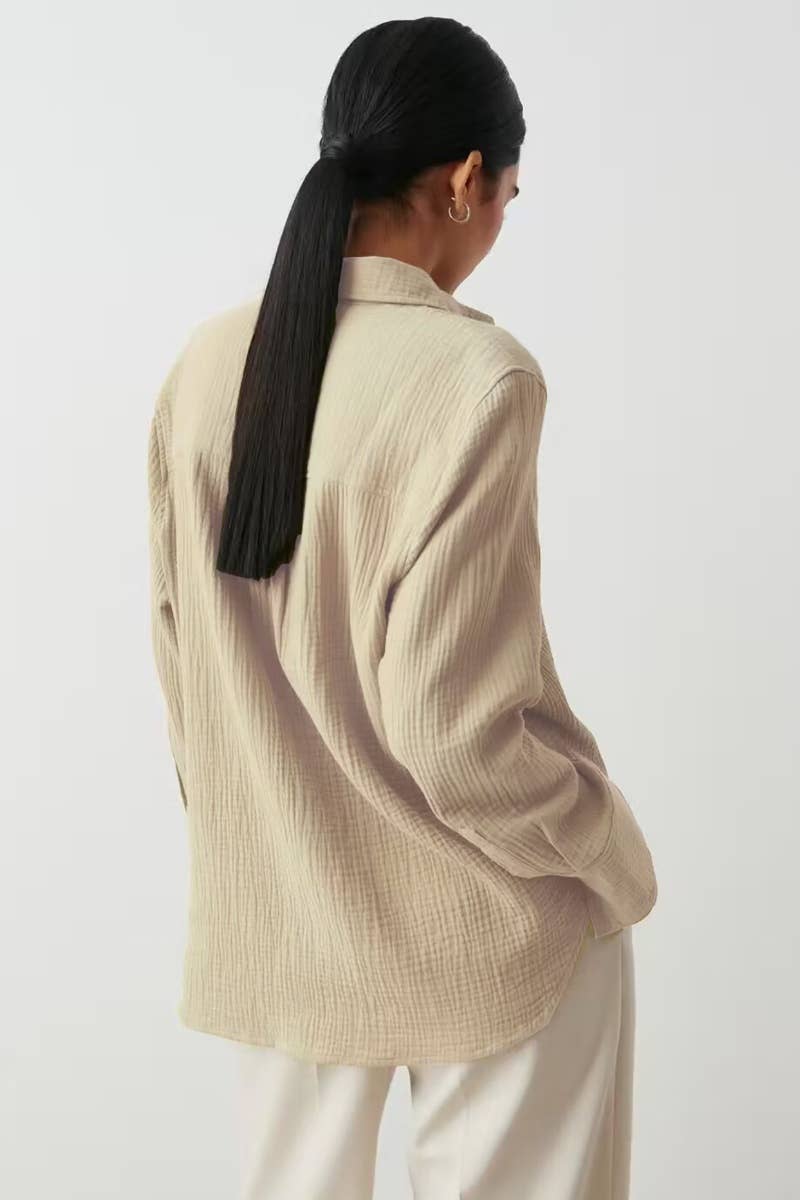 CWTSTL1617_AUTUMN COTTON CREPE LONG-SLEEVED SHIRT