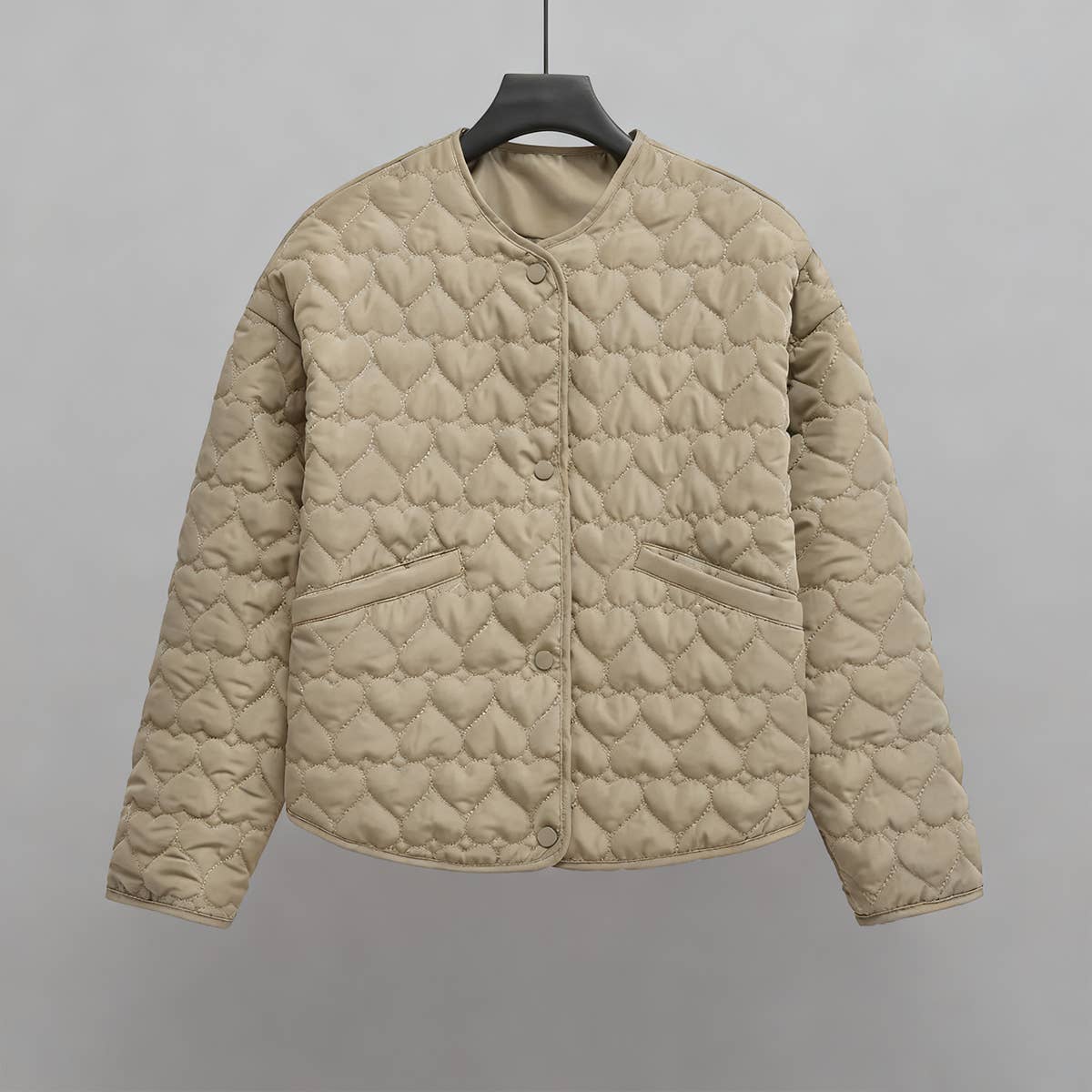 Button-down heart-shaped quilted cotton jacket