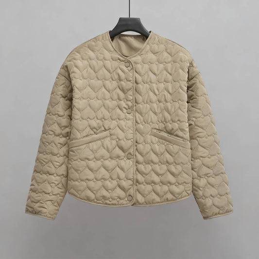 Button-down heart-shaped quilted cotton jacket