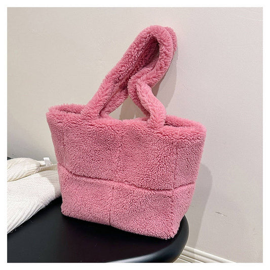 Fluffy Lamb Fur Tote Bag Large Shoulder Purse_CUAB00532