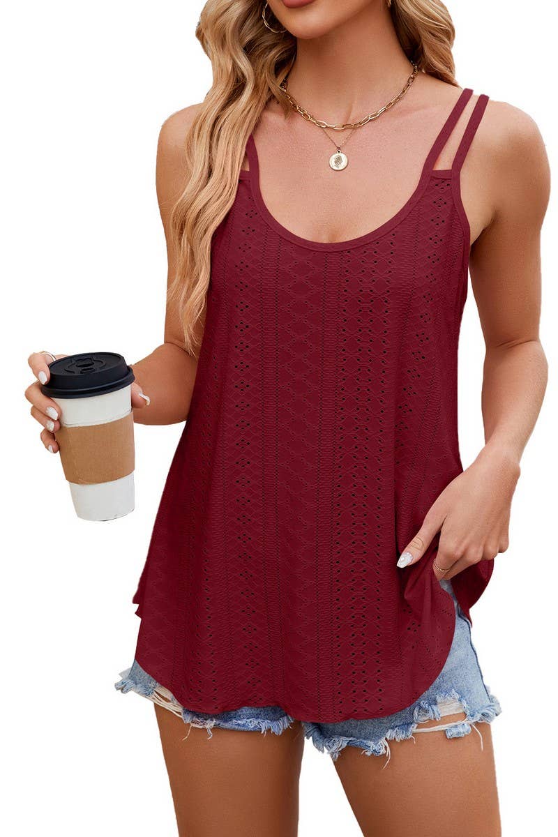 CWTTSL0323_SOLID COLOR ROUND NECK WOMEN'S BOTTOMING VEST TOP