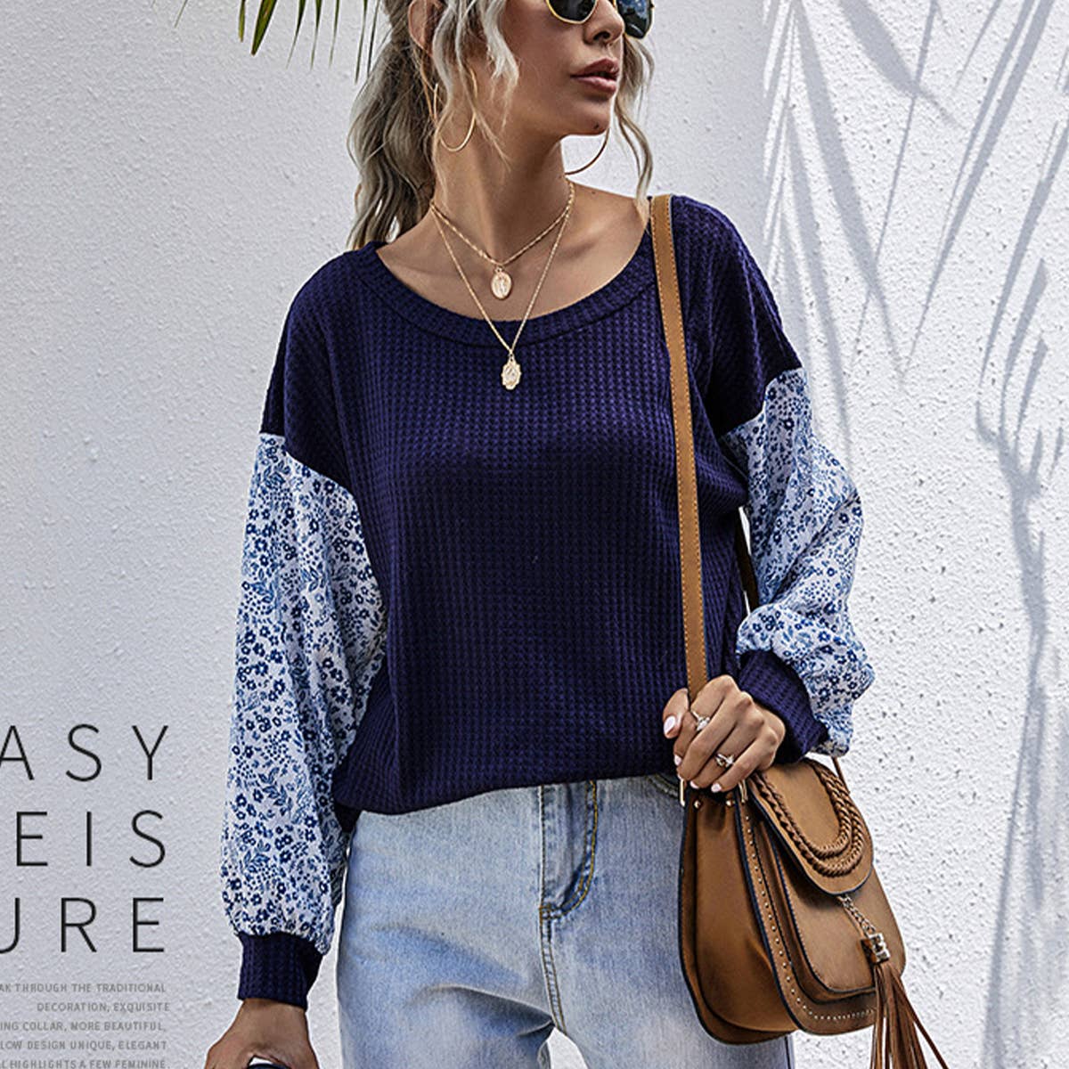 CREW-NECK KNIT LONG-SLEEVED SWEATER WITH BASE