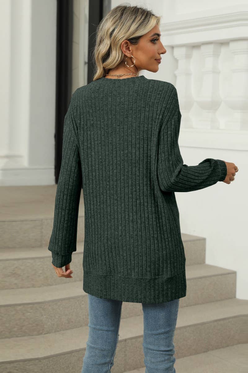 CWOSWL6608_WINTER POCKET CREW NECK LONG-SLEEVED SWEATER