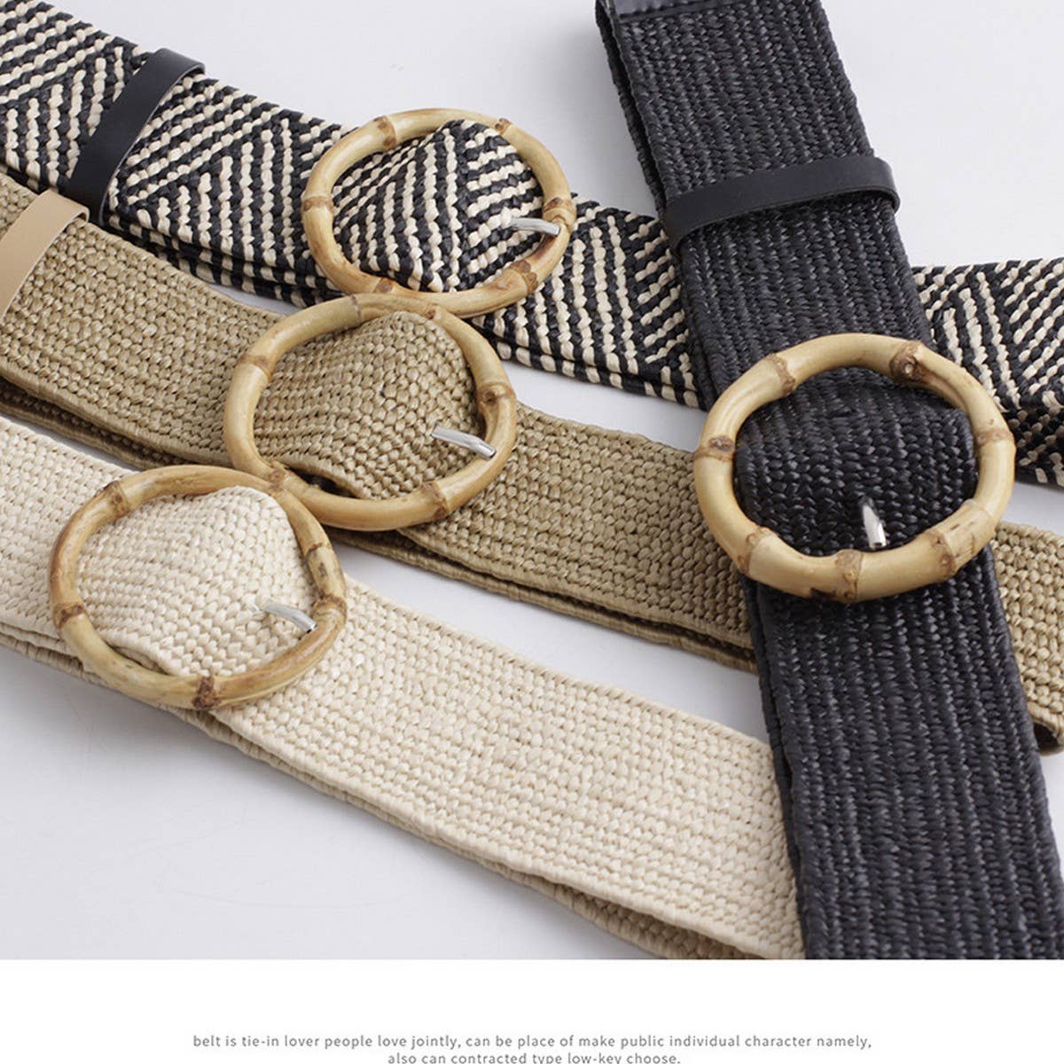 CWABE0378_ROUND BUCKLE FASHION STRETCH BELT