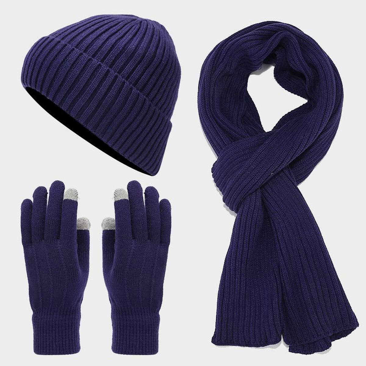 THICK WARM SCARF GLOVES HAT THREE-PIECE SET_CWAH1584