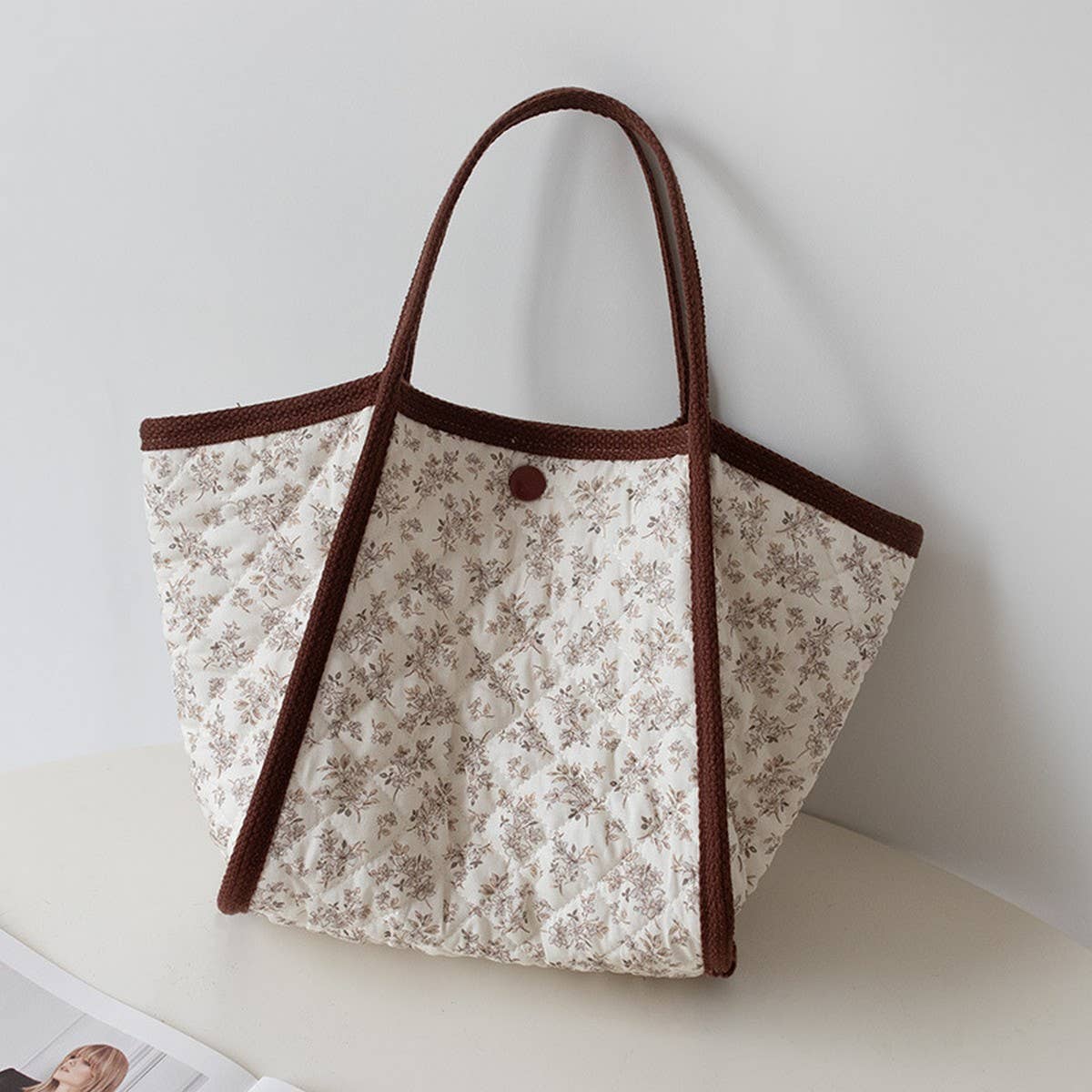 Quilted Canvas Tote Bag ??Fresh & Cute_CWAB5602