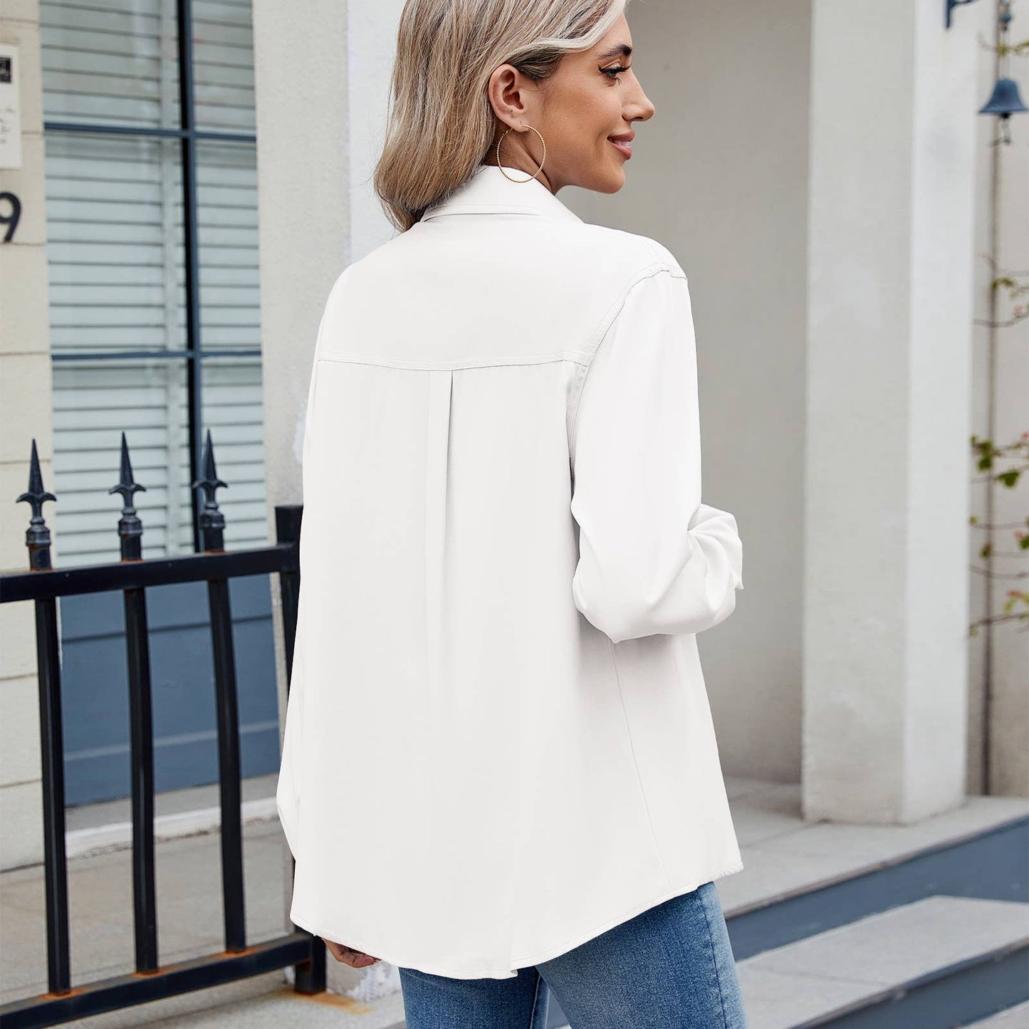 CASUAL BASIC SOLID COLOR LONG-SLEEVED SHIRT