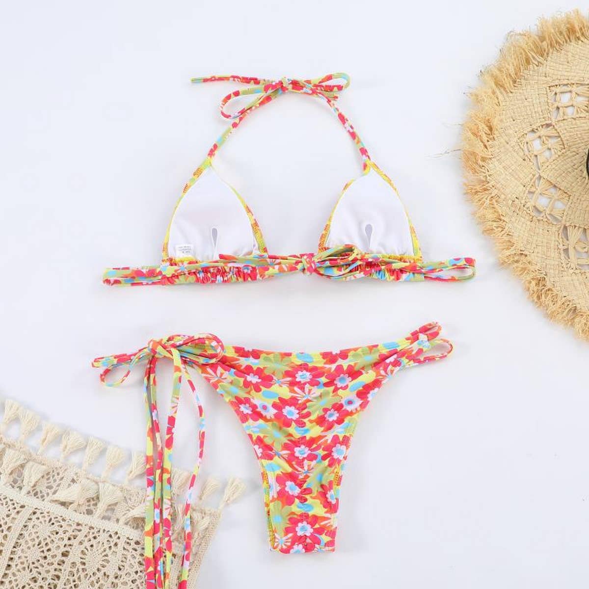 2024 NEW PRINTED FLORAL COLOR BLOCK SPLIT SWIMSUIT_CWMW0253