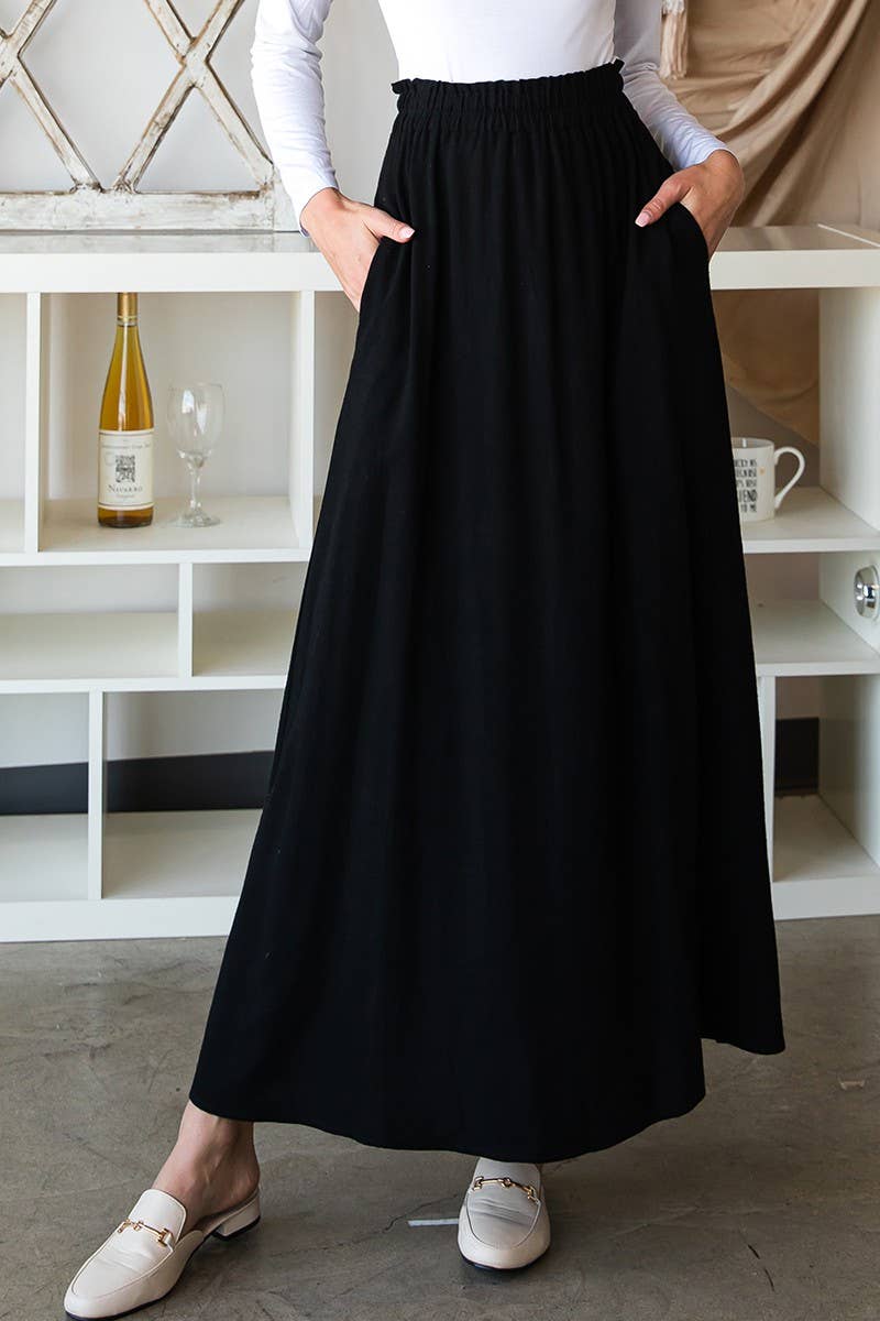 CWBLS132-P-S_SIDE SLIT DETAILED MAXI LINEN SKIRT