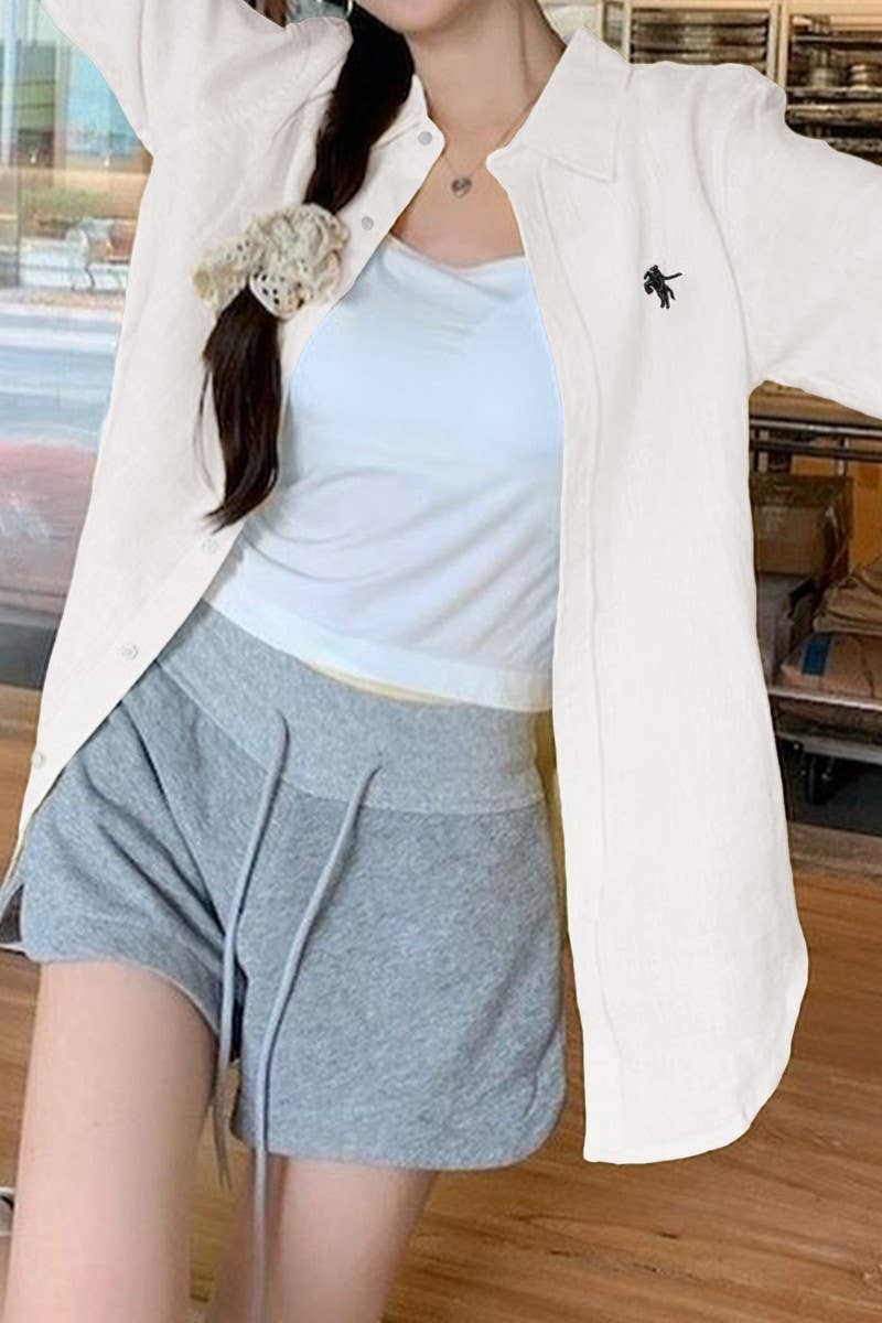 CWTSTL01010_CASUAL LOOSE SOLID LONG SLEEVE SHIRT