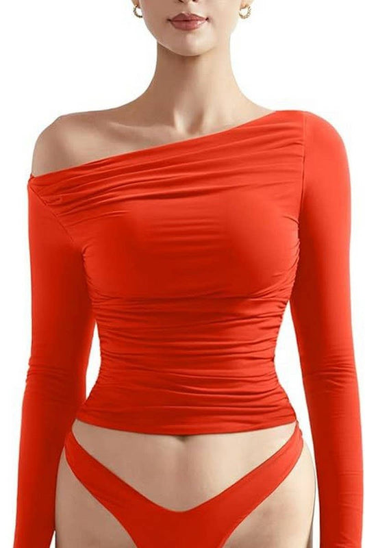 CWTBLL01150_OFF-THE-SHOULDER MILK SILK SLIM-FIT BASE TOP