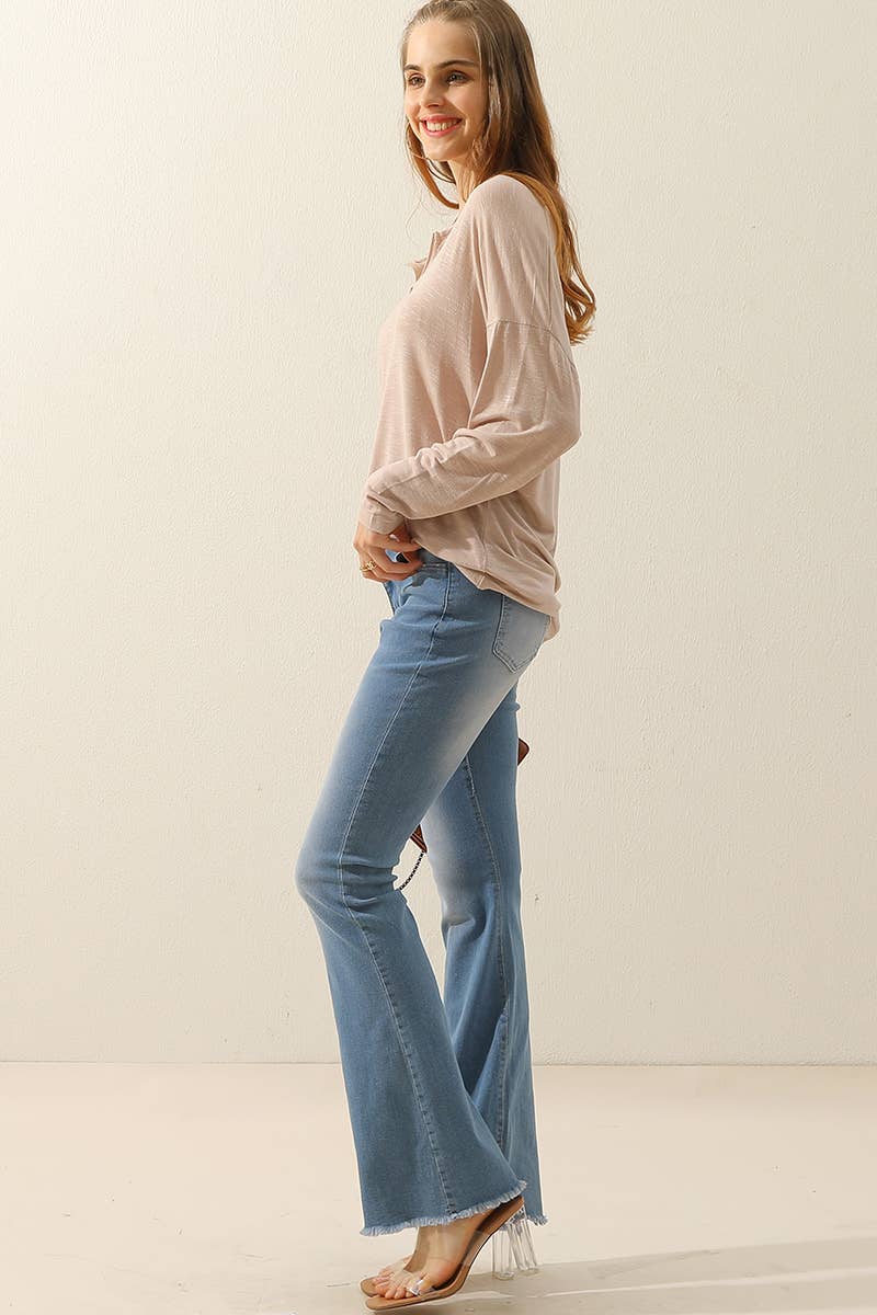 CWTTL1454_Zip Neck Long Sleeve Pullover Top