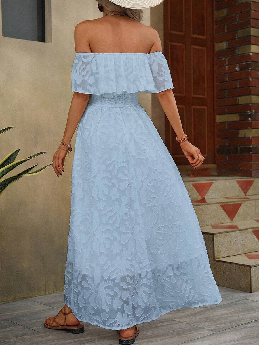 Casual one-shoulder split solid color long dress