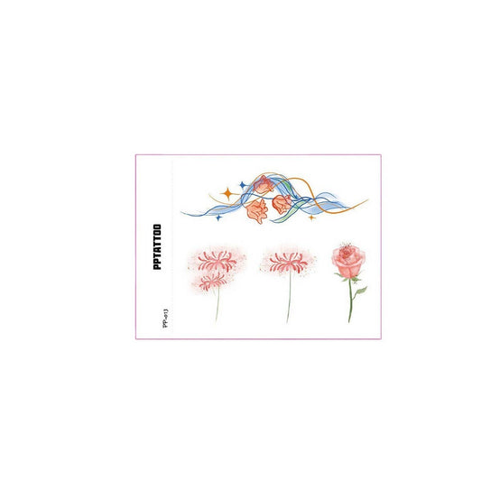 Cute Doodle Tattoo Stickers Colorful Firework Set