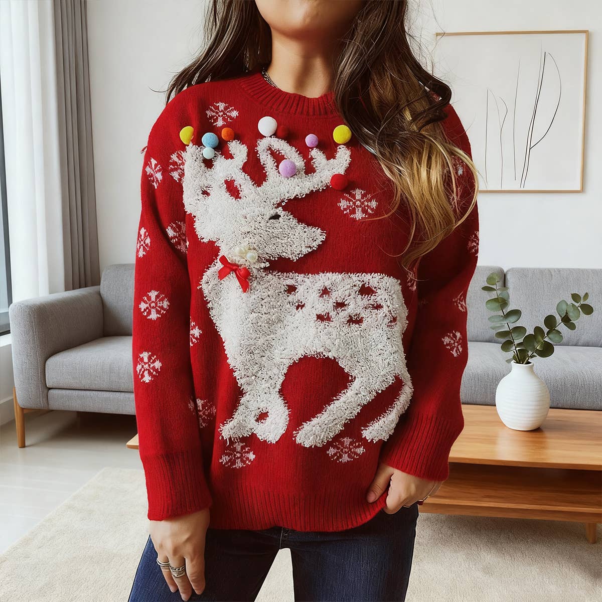 Christmas reindeer jacquard knitted sweater