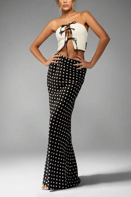 CWBLS0654_SUMMER TEMPERAMENT SLIM POLKA DOT SKIRT