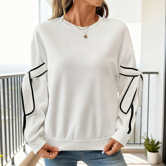 Color-blocking three-dimensional bow hoodie