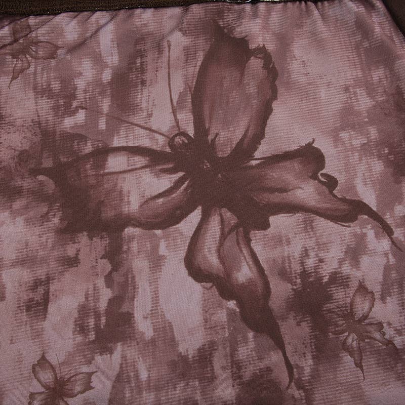 Dark retro printed flared sleeve T-shirt