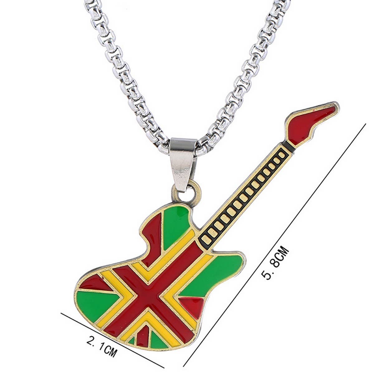 GUITAR PENDANT LONG STAINLESS STEEL NECKLACE