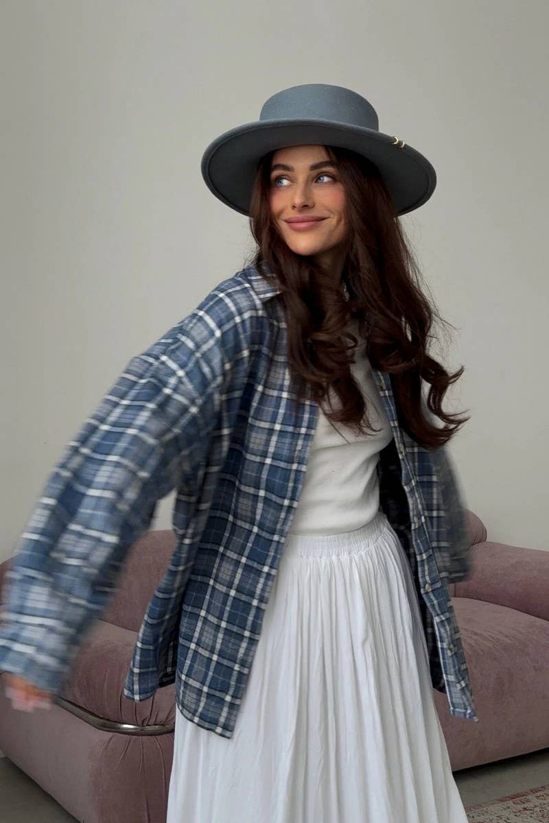 CWTBLL00572_RETRO VERSATILE LOOSE PLAID LONG-SLEEVED SHIRT